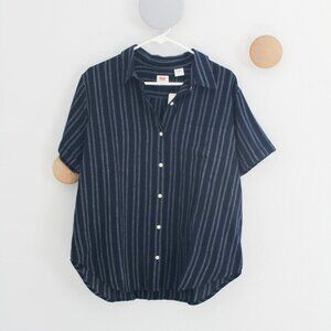 Levi's Blue Stripes Short Sleeve Button Down Shirt - Size Large - NEW NWT